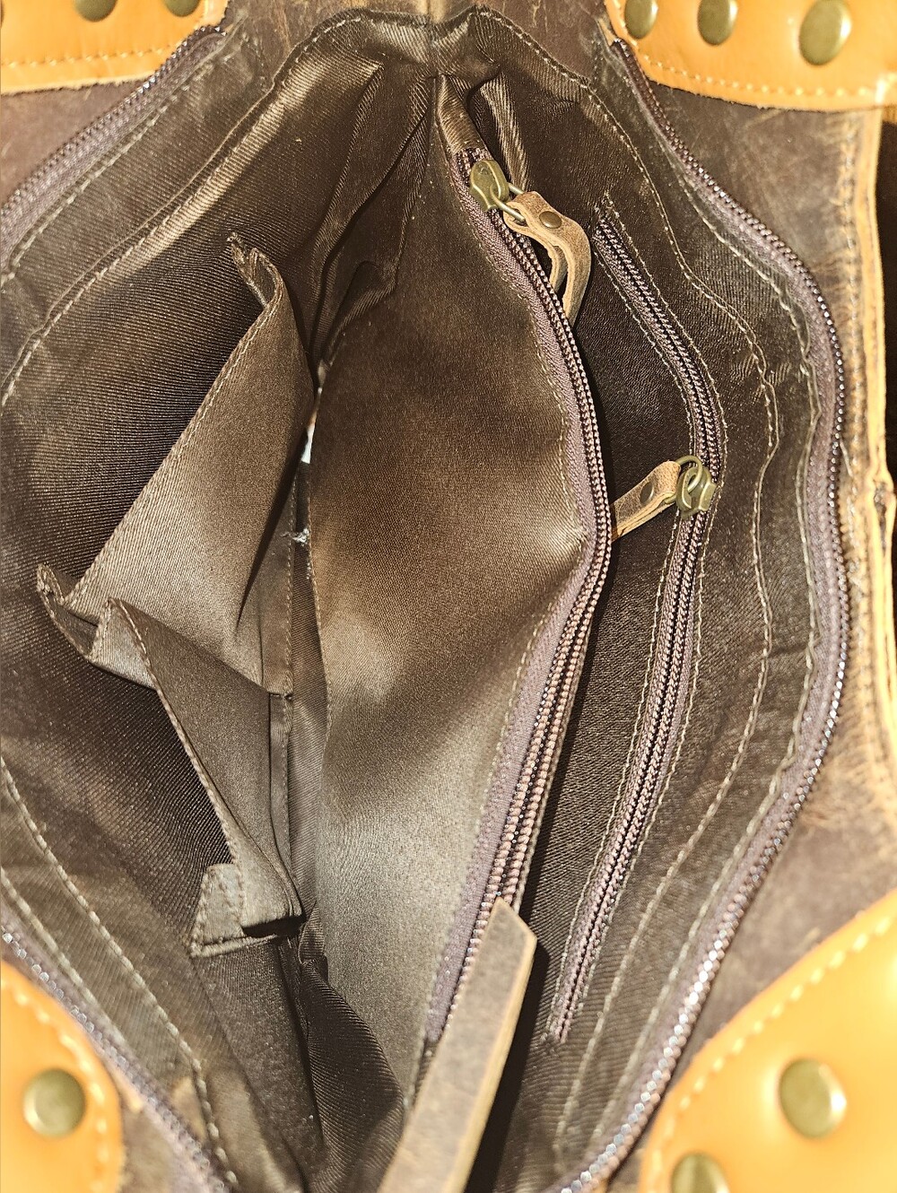 Cowhide Black and White Tote with Tan Leather Trim - Picture 3 of 4